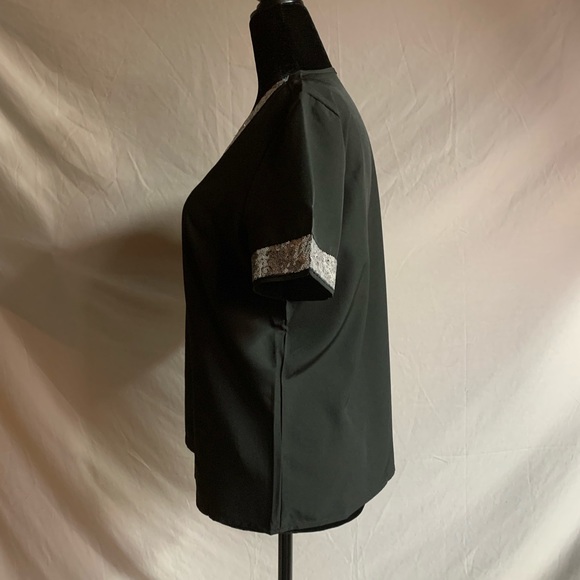 Sequin Black V Neck Blouse - Picture 8 of 9